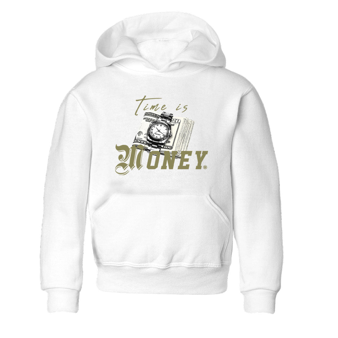 AJ4 Medium Olive shirt to match jordans streetwear brand Time Is Money sneaker tees Air Jordan 4 Retro Medium Olive Drip Gear Zone Baby Toddler White 2 T-Shirt