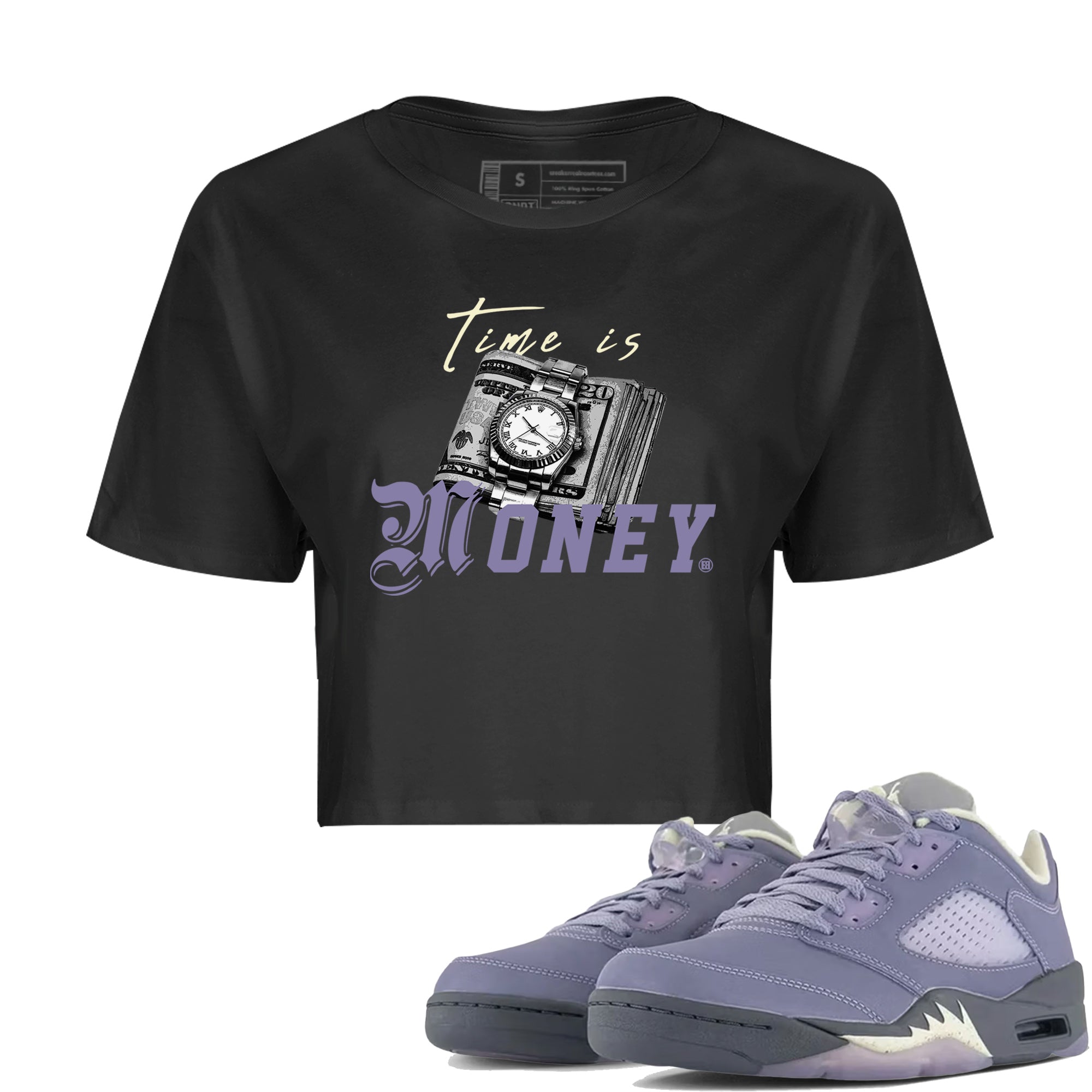 5s Indigo Haze Sneaker Match Tees Time Is Money Sneaker T-Shirt Air Jordan 5 Indigo Haze Sneaker Release Tees Women's Shirts Black 1