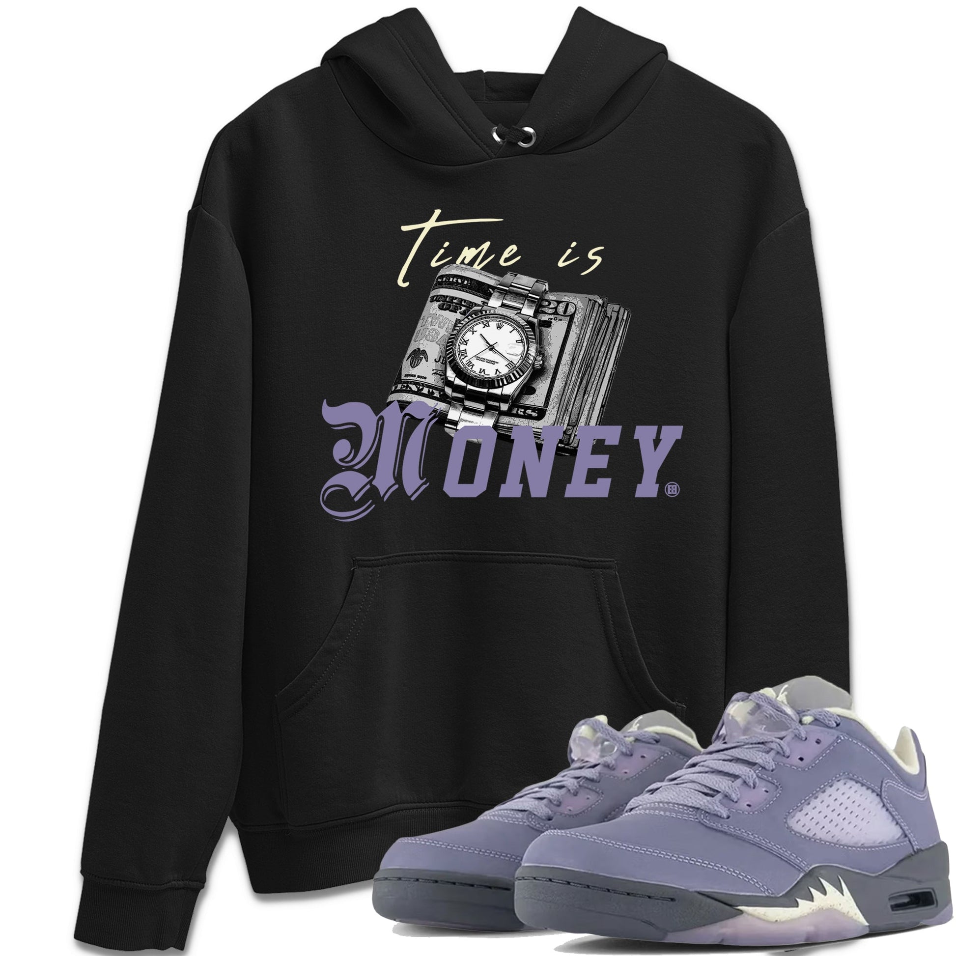 5s Indigo Haze Sneaker Match Tees Time Is Money Sneaker T-Shirt Air Jordan 5 Indigo Haze Sneaker Release Tees Unisex Shirts Black 1