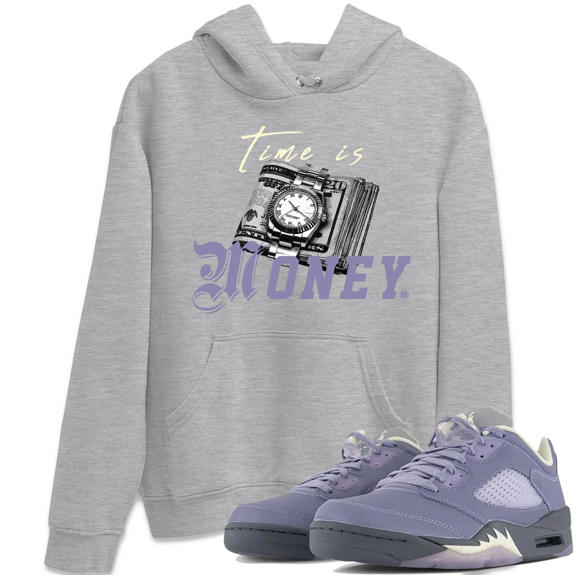 5s Indigo Haze Sneaker Match Tees Time Is Money Sneaker T-Shirt Air Jordan 5 Indigo Haze Sneaker Release Tees Unisex Shirts Heather Grey 1