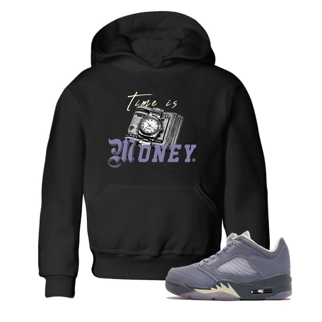 5s Indigo Haze Sneaker Match Tees Time Is Money Sneaker T-Shirt Air Jordan 5 Indigo Haze Sneaker Release Tees Kids Shirts Black 1