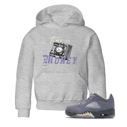 5s Indigo Haze Sneaker Match Tees Time Is Money Sneaker T-Shirt Air Jordan 5 Indigo Haze Sneaker Release Tees Kids Shirts Heather Grey 1