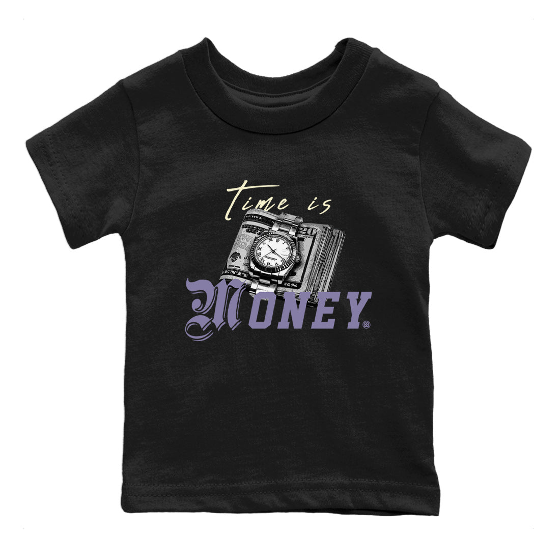 5s Indigo Haze Sneaker Match Tees Time Is Money Sneaker T-Shirt Air Jordan 5 Indigo Haze Sneaker Release Tees Kids Shirts Black 2