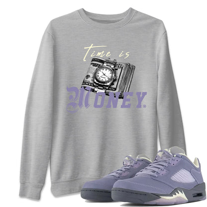 5s Indigo Haze Sneaker Match Tees Time Is Money Sneaker T-Shirt Air Jordan 5 Indigo Haze Sneaker Release Tees Unisex Shirts Heather Grey 1