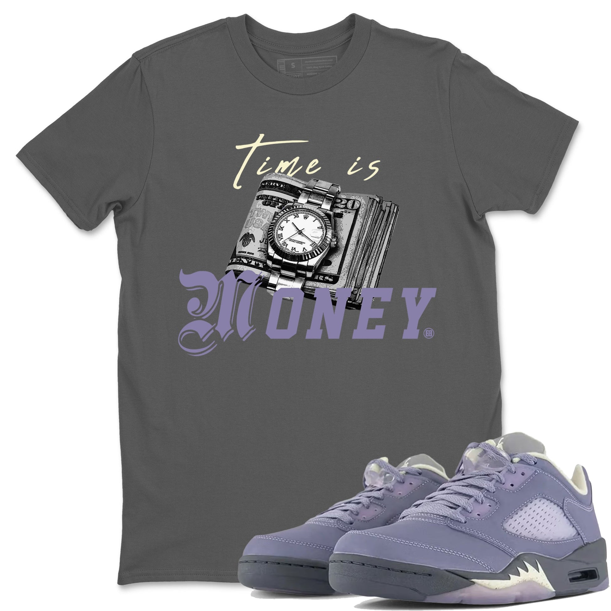 5s Indigo Haze Sneaker Match Tees Time Is Money Sneaker T-Shirt Air Jordan 5 Indigo Haze Sneaker Release Tees Unisex Shirts Cool Grey 1