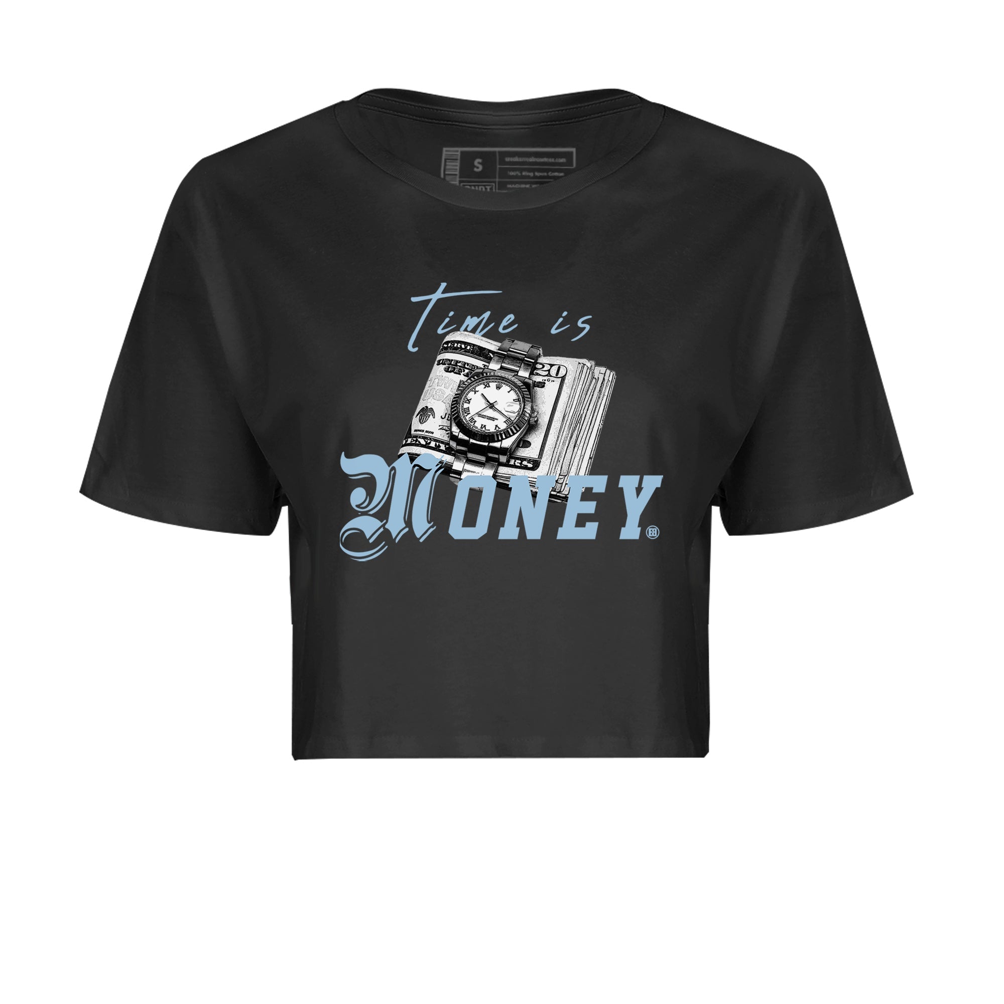 Air Jordan 7 Chambray Sneaker Match Tees Time Is Money Sneaker T-Shirt AJ7 Chambray Sneaker Release Tees Women's Shirts Black 2