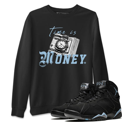 Air Jordan 7 Chambray Sneaker Match Tees Time Is Money Sneaker T-Shirt AJ7 Chambray Sneaker Release Tees Unisex Shirts Black 1