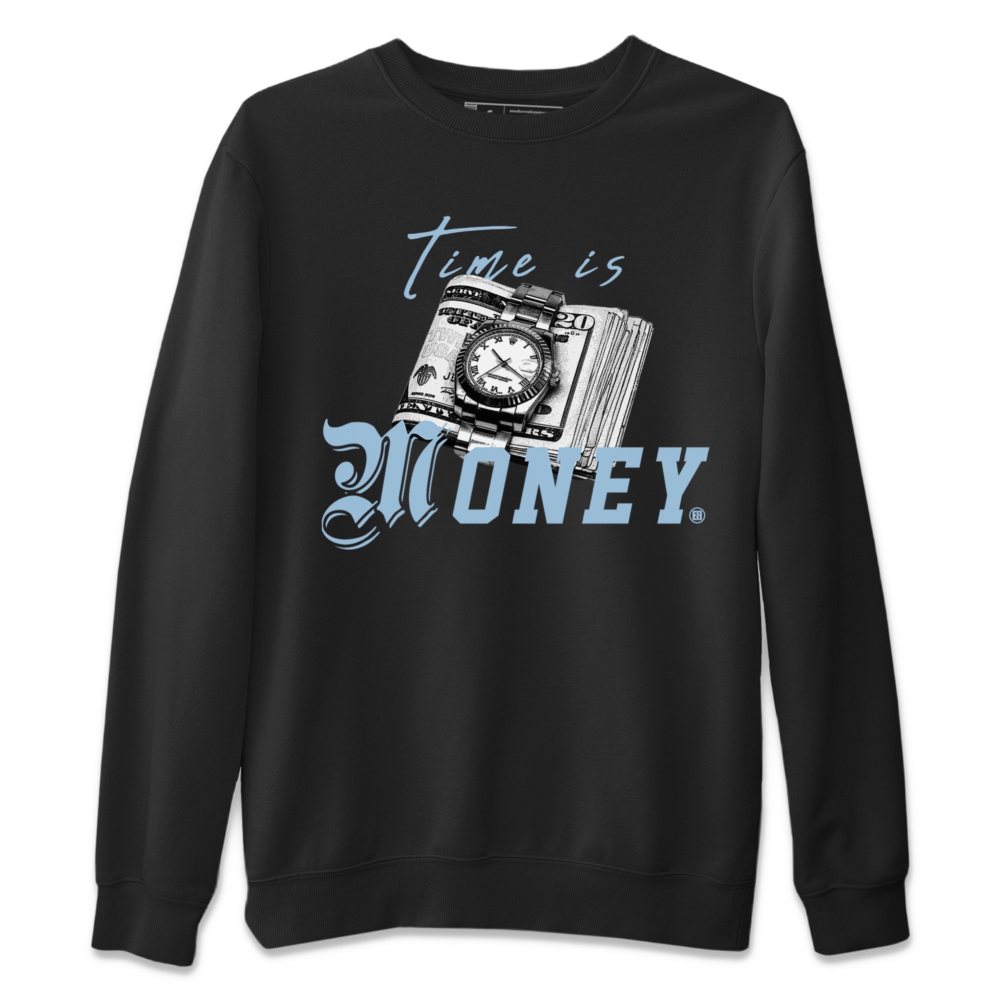 Air Jordan 7 Chambray Sneaker Match Tees Time Is Money Sneaker T-Shirt AJ7 Chambray Sneaker Release Tees Unisex Shirts Black 2