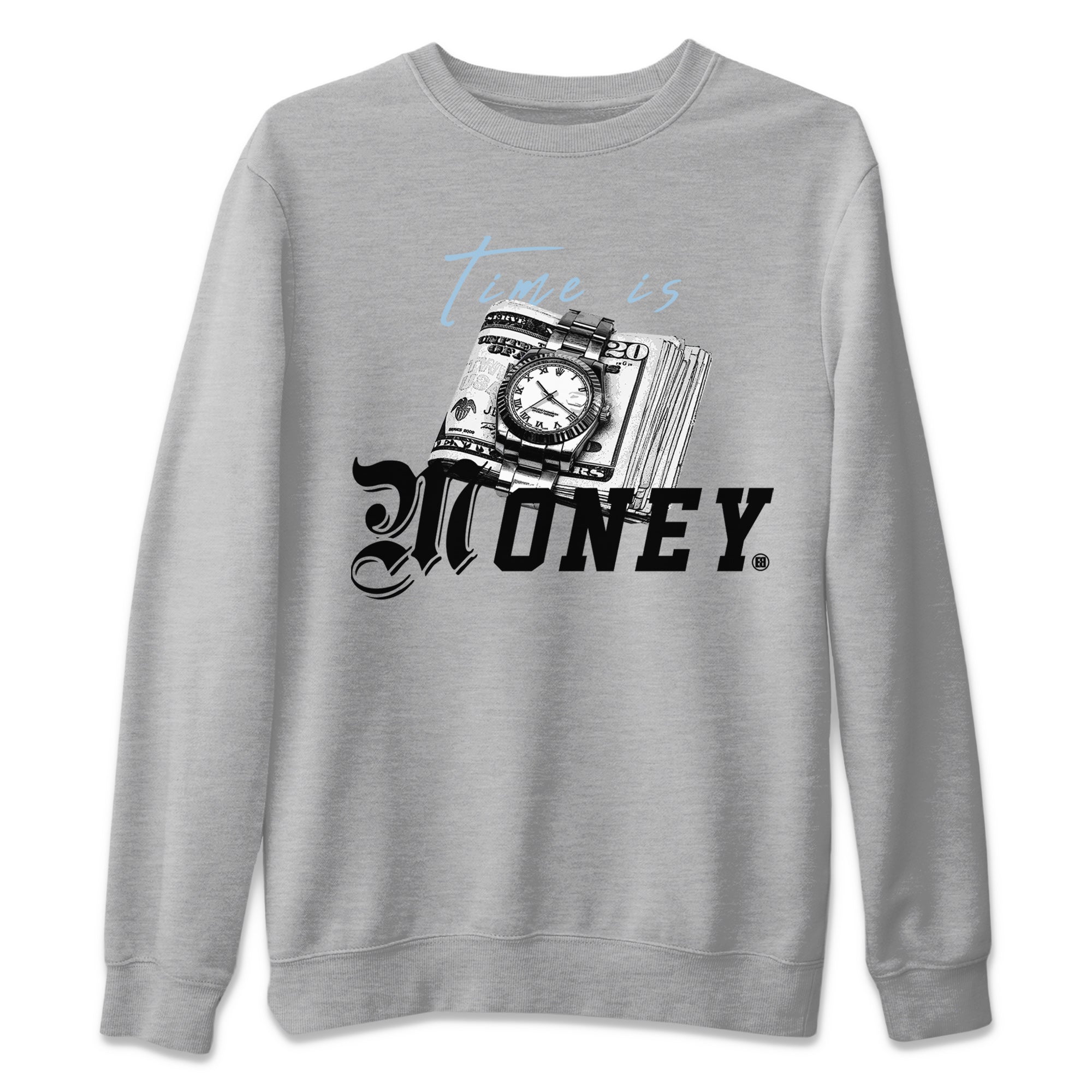 Air Jordan 7 Chambray Sneaker Match Tees Time Is Money Sneaker T-Shirt AJ7 Chambray Sneaker Release Tees Unisex Shirts Heather Grey 2