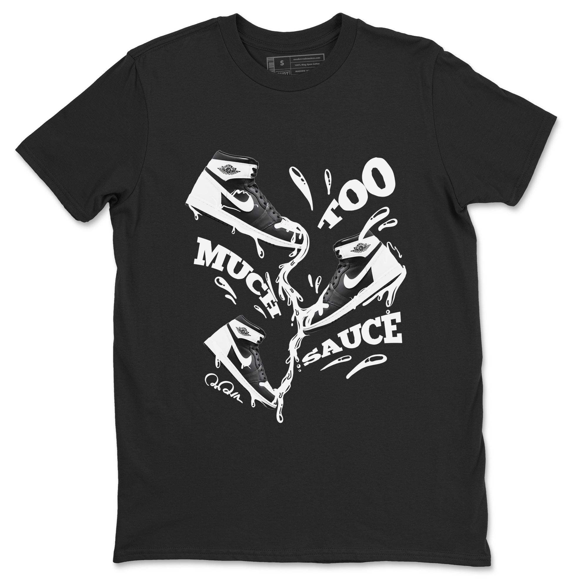 1s Black White shirt to match jordans Too Much Sauce sneaker tees Air Jordan 1 High OG Black White Drip Gear Zone unisex cotton Black 2 crew neck shirt