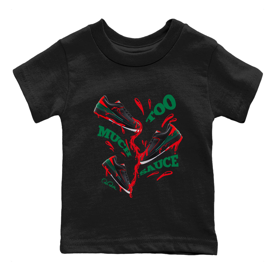 Jordan 2 Low Christmas X-mas Holiday special gift shirt to match jordans Too Much Sauce sneaker tees Air Jordan 2 Christmas Drip Gear Zone Baby Toddler Black 2 T-Shirt