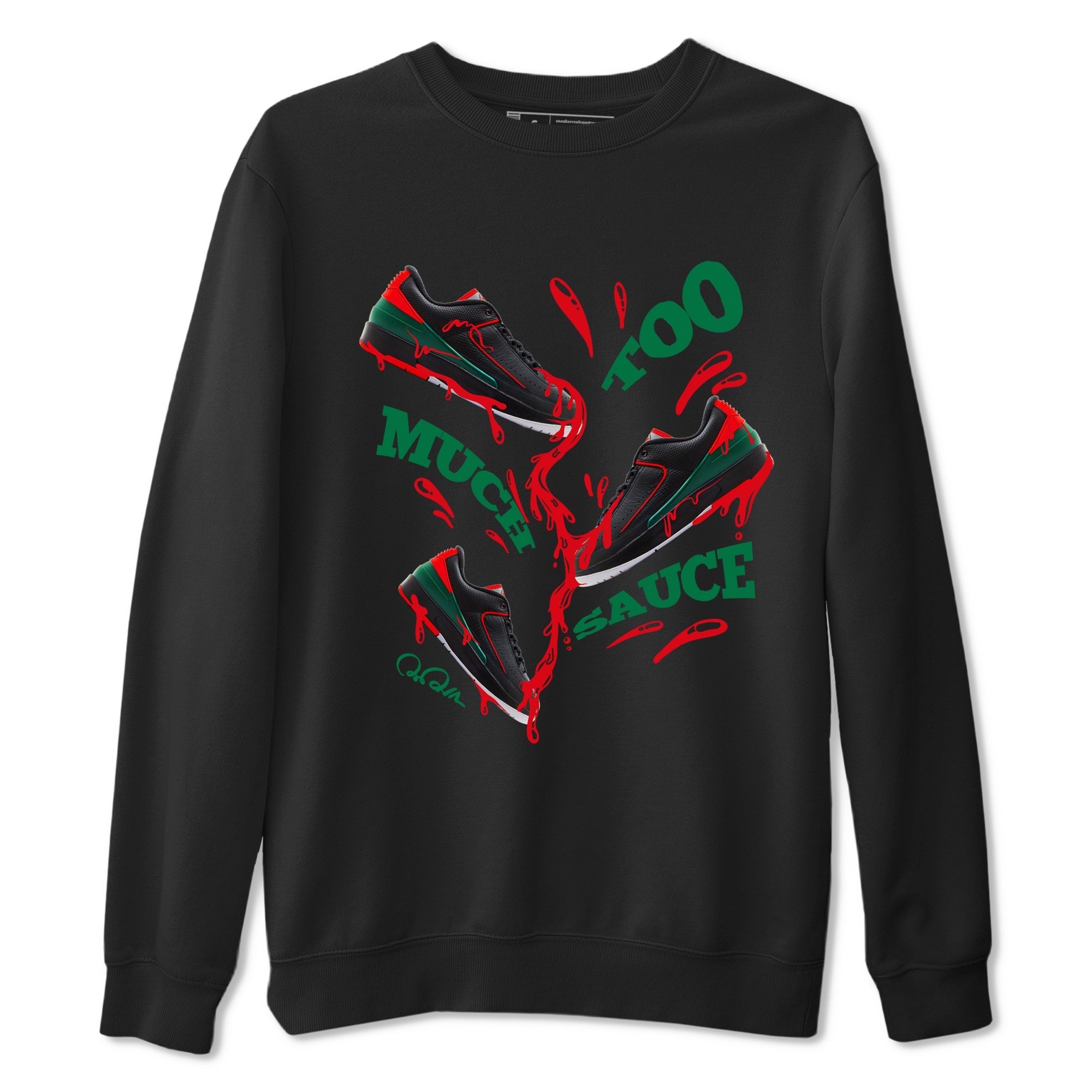 Jordan 2 Low Christmas X-mas Holiday special gift shirt to match jordans Too Much Sauce sneaker tees Air Jordan 2 Christmas Drip Gear Zone Unisex Black 2 T-Shirt