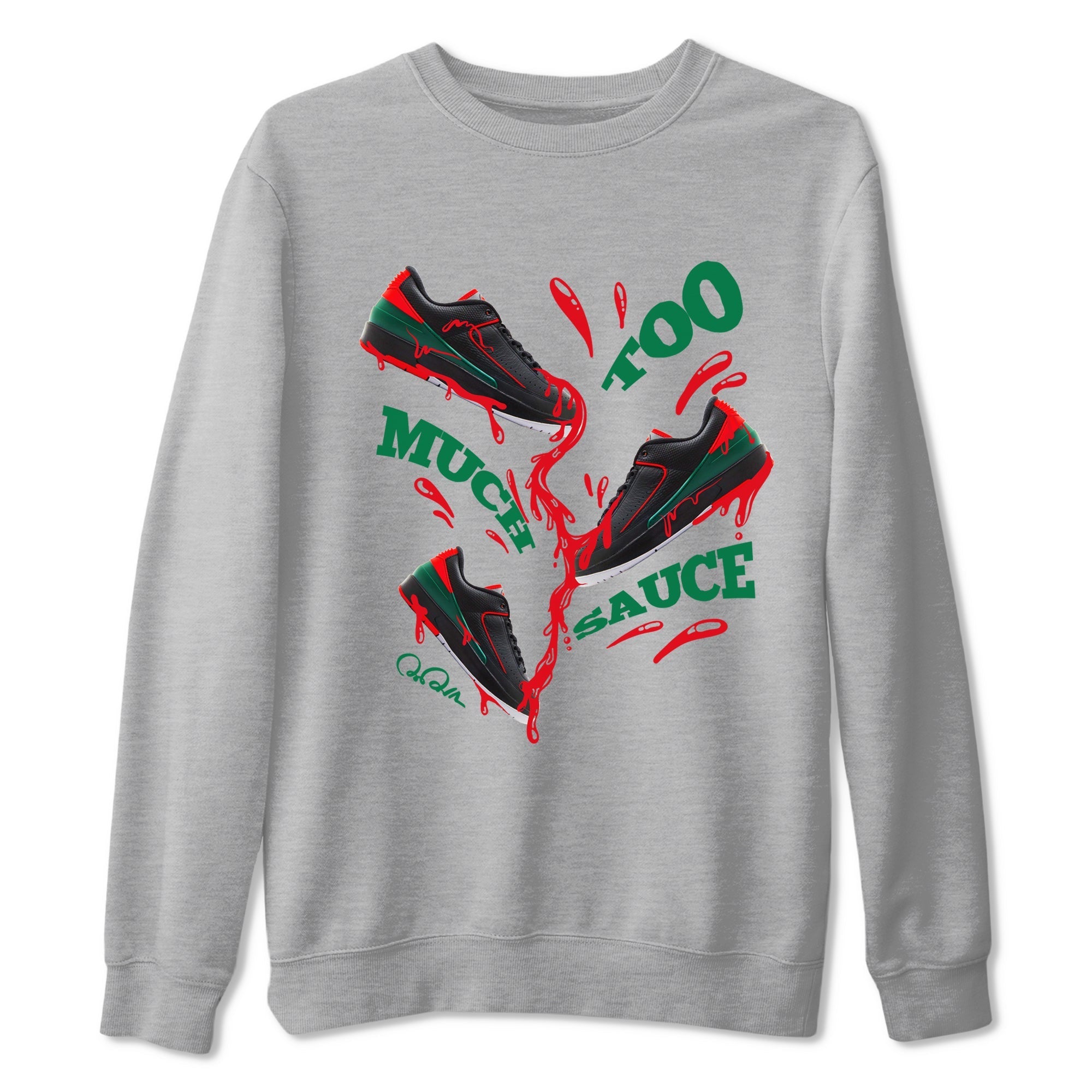 Jordan 2 Low Christmas X-mas Holiday special gift shirt to match jordans Too Much Sauce sneaker tees Air Jordan 2 Christmas Drip Gear Zone Unisex Heather Grey 2 T-Shirt