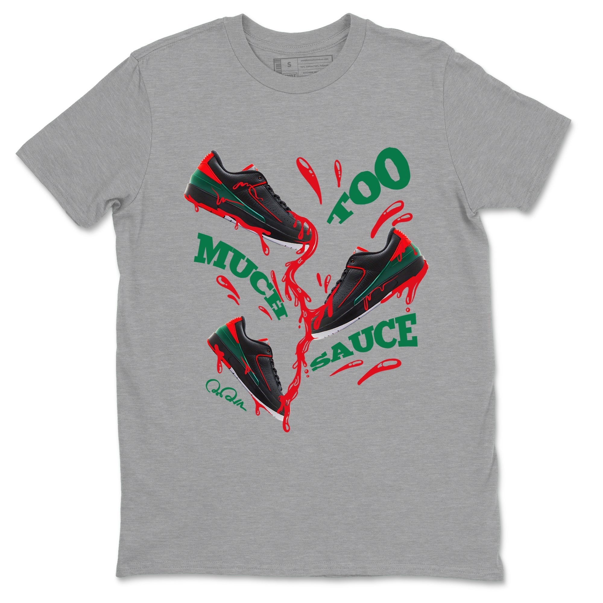 Jordan 2 Low Christmas X-mas Holiday special gift shirt to match jordans Too Much Sauce sneaker tees Air Jordan 2 Christmas Drip Gear Zone Unisex Heather Grey 2 T-Shirt