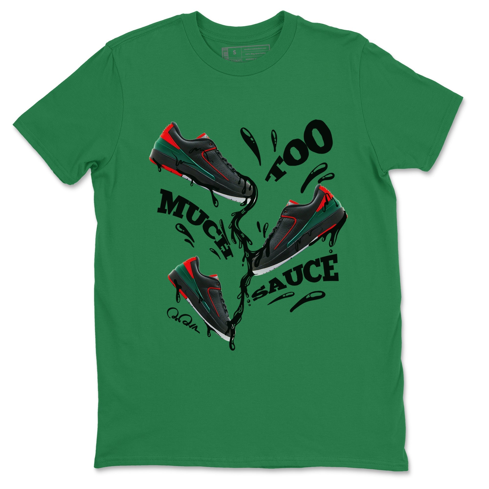 Jordan 2 Low Christmas X-mas Holiday special gift shirt to match jordans Too Much Sauce sneaker tees Air Jordan 2 Christmas Drip Gear Zone Unisex Kelly Green 2 T-Shirt