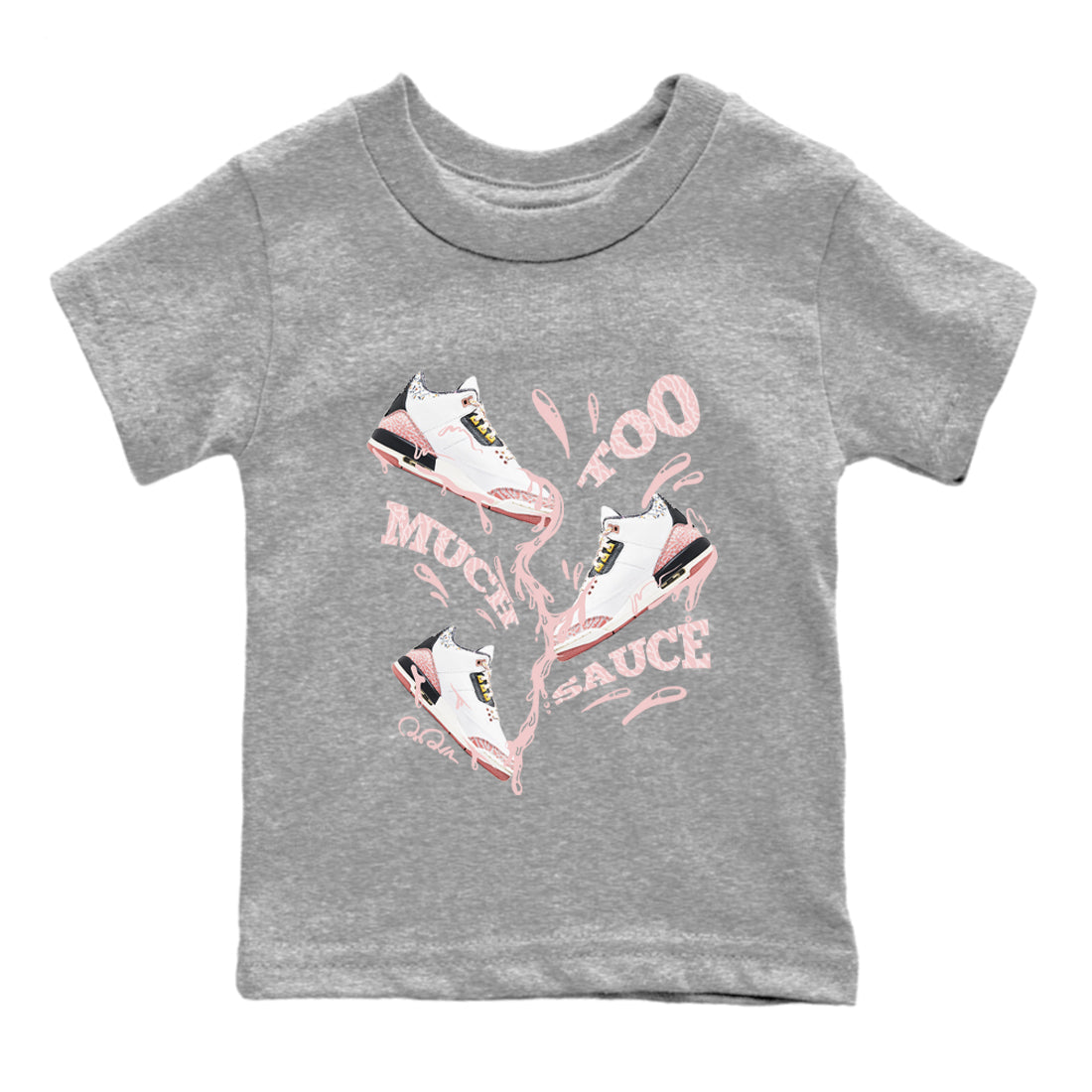 Air Jordan 3 GS Vintage Floral shirt to match jordans Too Much Sauce sneaker tees Air Jordan 3 Vintage Floral Drip Gear Zone baby toddler Heather Grey 2 cotton Shirt