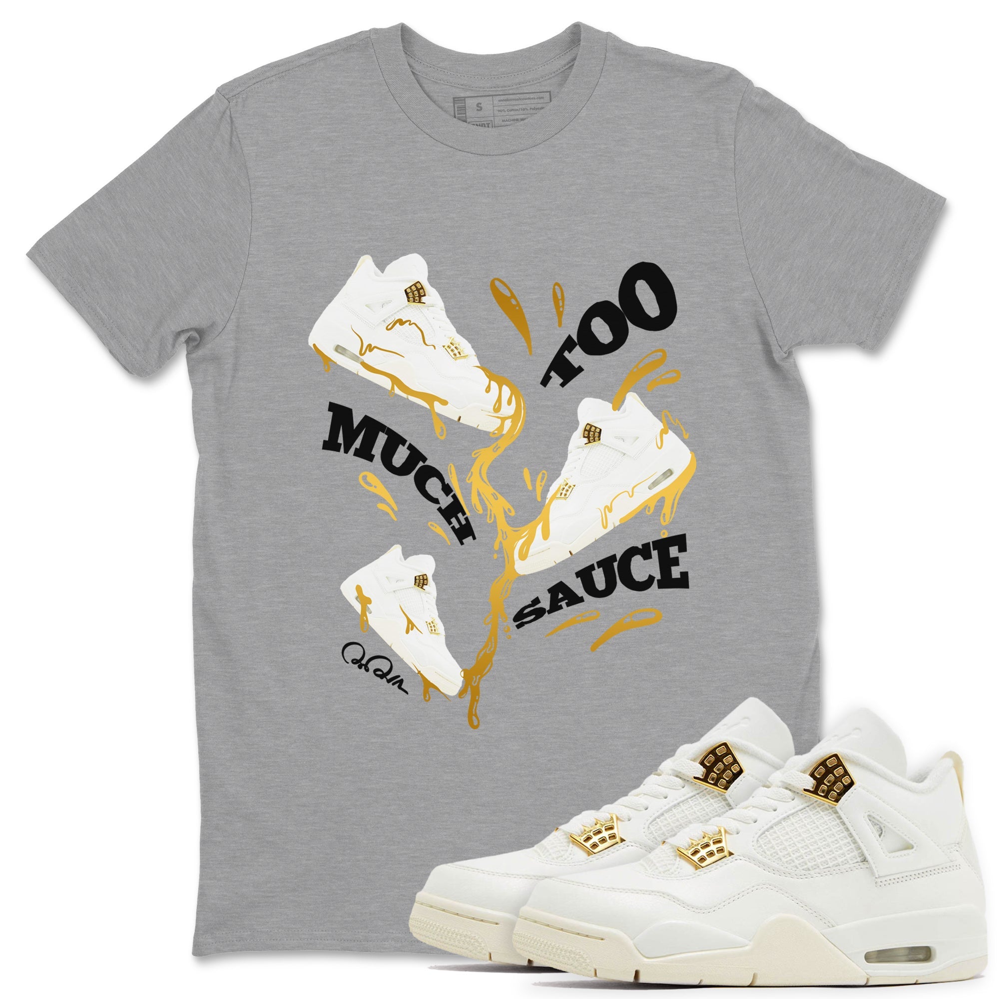 4s Sail 2024 shirt to match jordans Too Much Sauce sneaker tees Air Jordan 4 Sail 2024 Drip Gear Zone unisex cotton Heather Grey 1 crew neck shirt