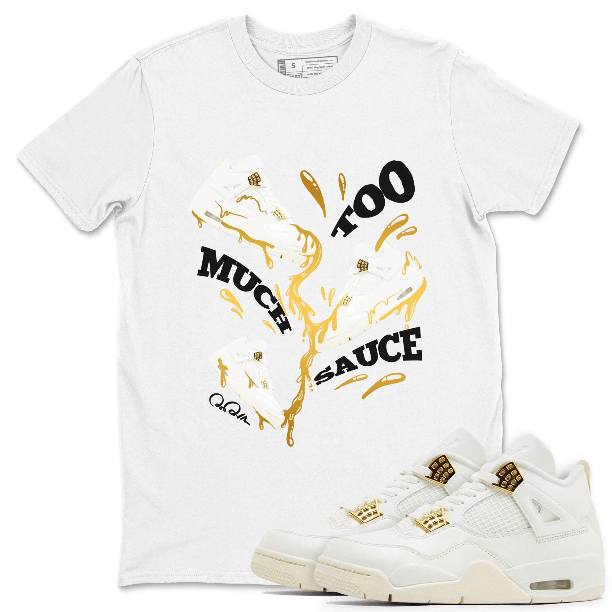 4s Sail 2024 shirt to match jordans Too Much Sauce sneaker tees Air Jordan 4 Sail 2024 Drip Gear Zone unisex cotton White 1 crew neck shirt