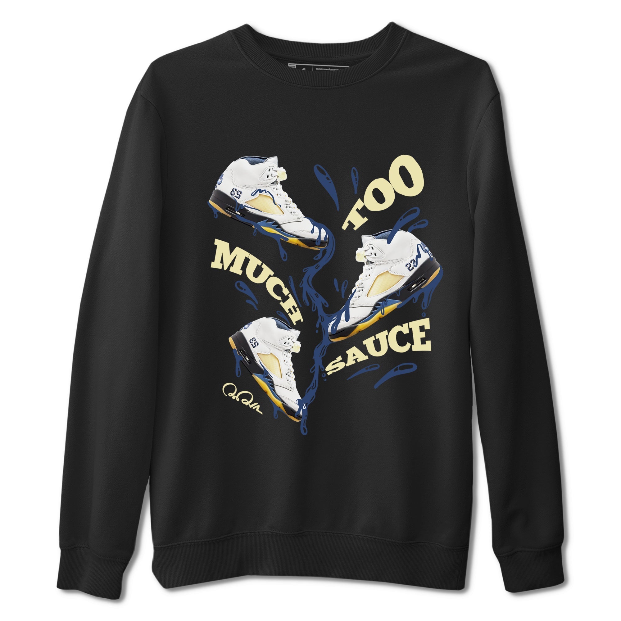 Air Jordan 5 A Ma Maniere x Photon Dust shirt to match jordans Too Much Sauce sneaker tees Jordan 5 A Ma Maniere "Dawn" Drip Gear Zone Unisex Black 2 T-Shirt