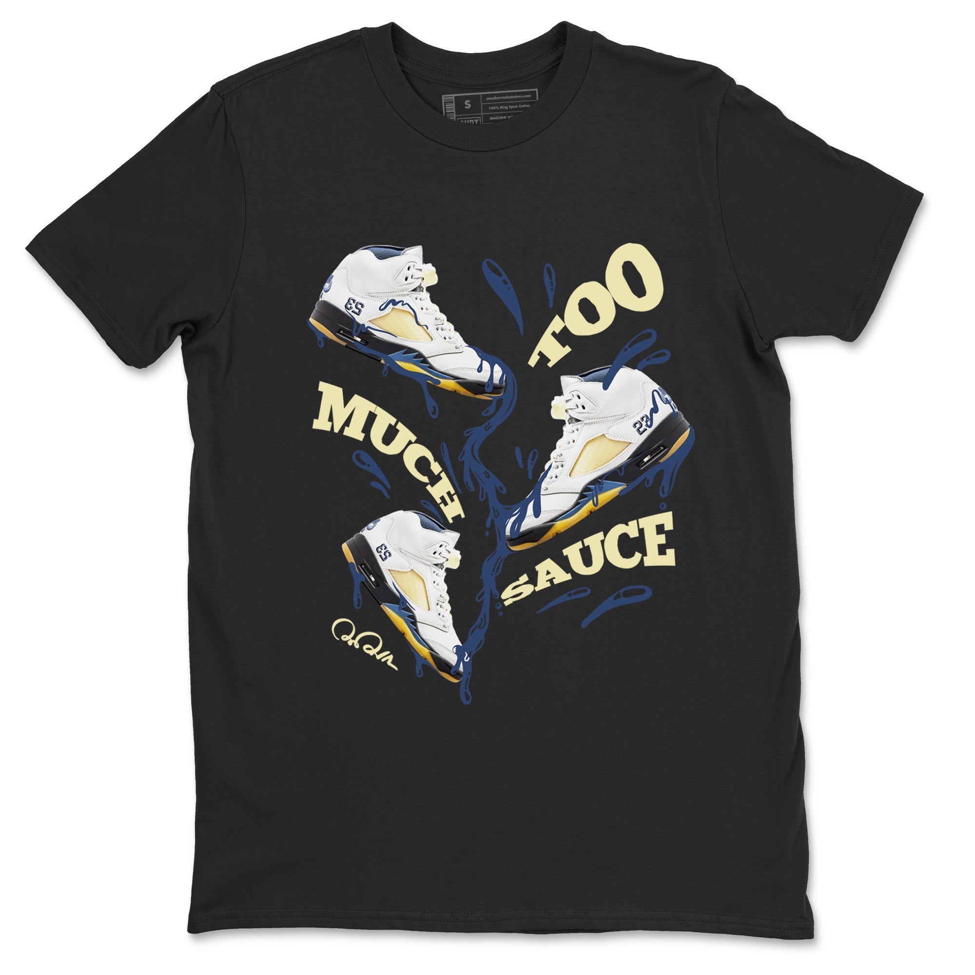 Air Jordan 5 A Ma Maniere x Photon Dust shirt to match jordans Too Much Sauce sneaker tees Jordan 5 A Ma Maniere "Dawn" Drip Gear Zone Unisex Black 2 T-Shirt