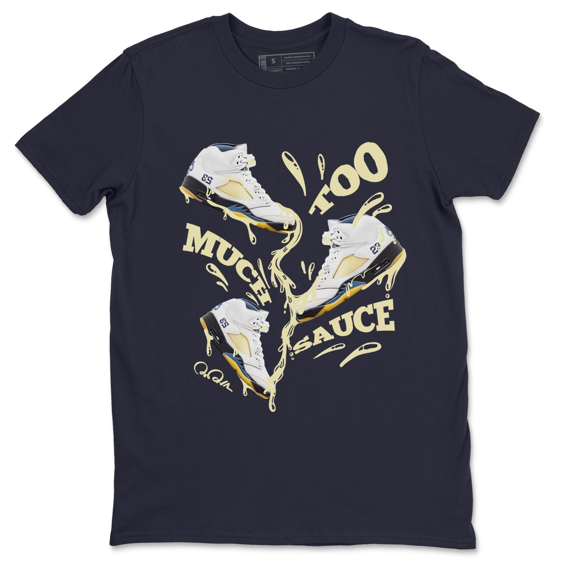 Air Jordan 5 A Ma Maniere x Photon Dust shirt to match jordans Too Much Sauce sneaker tees Jordan 5 A Ma Maniere "Dawn" Drip Gear Zone Unisex Navy 2 T-Shirt