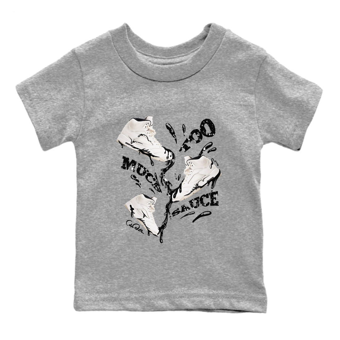 5s Sail shirt to match jordans Too Much Sauce sneaker tees Air Jordan 5 Sail Drip Gear Zone baby toddler Heather Grey 2 cotton Shirt