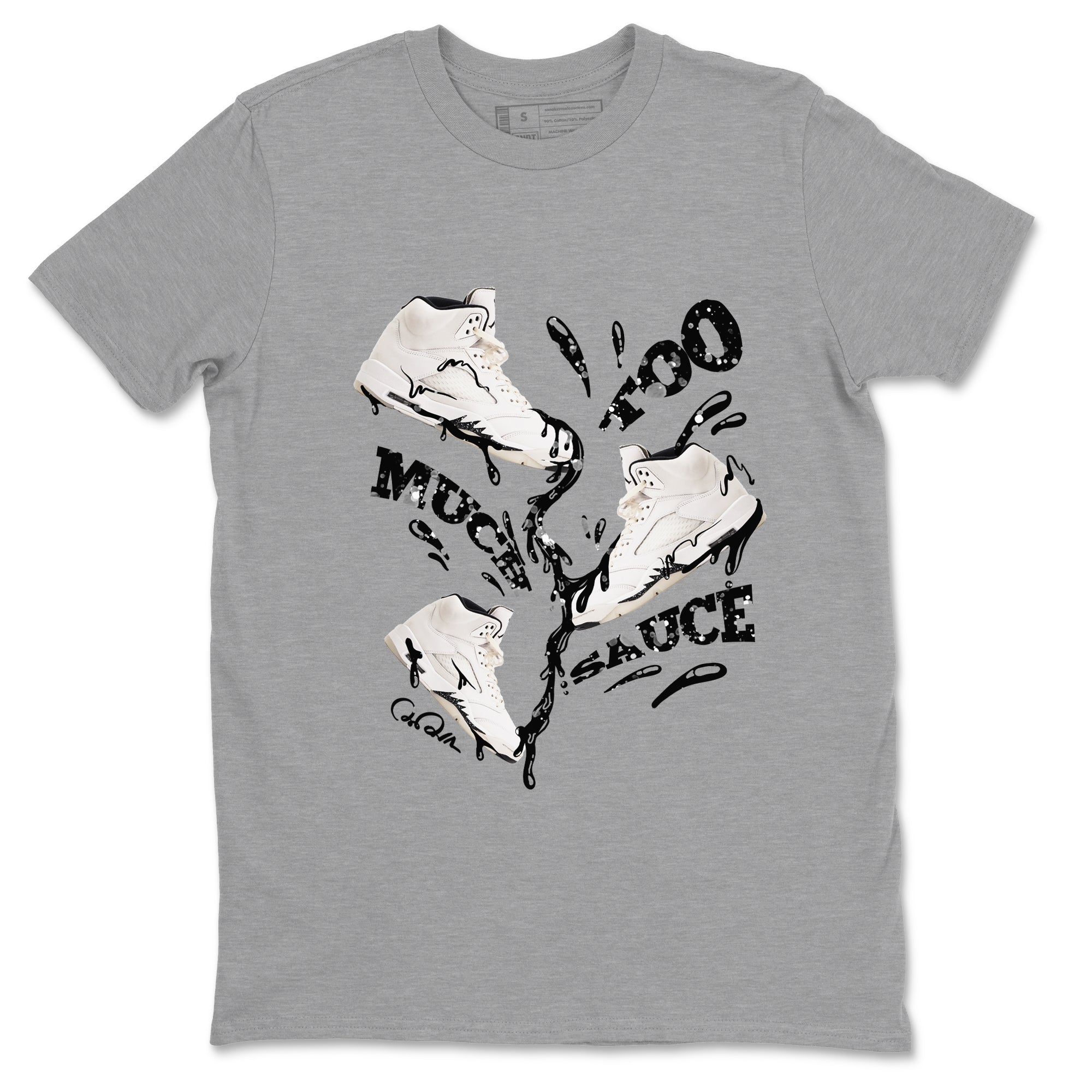 5s Sail shirt to match jordans Too Much Sauce sneaker tees Air Jordan 5 Sail Drip Gear Zone unisex cotton Heather Grey 2 crew neck shirt