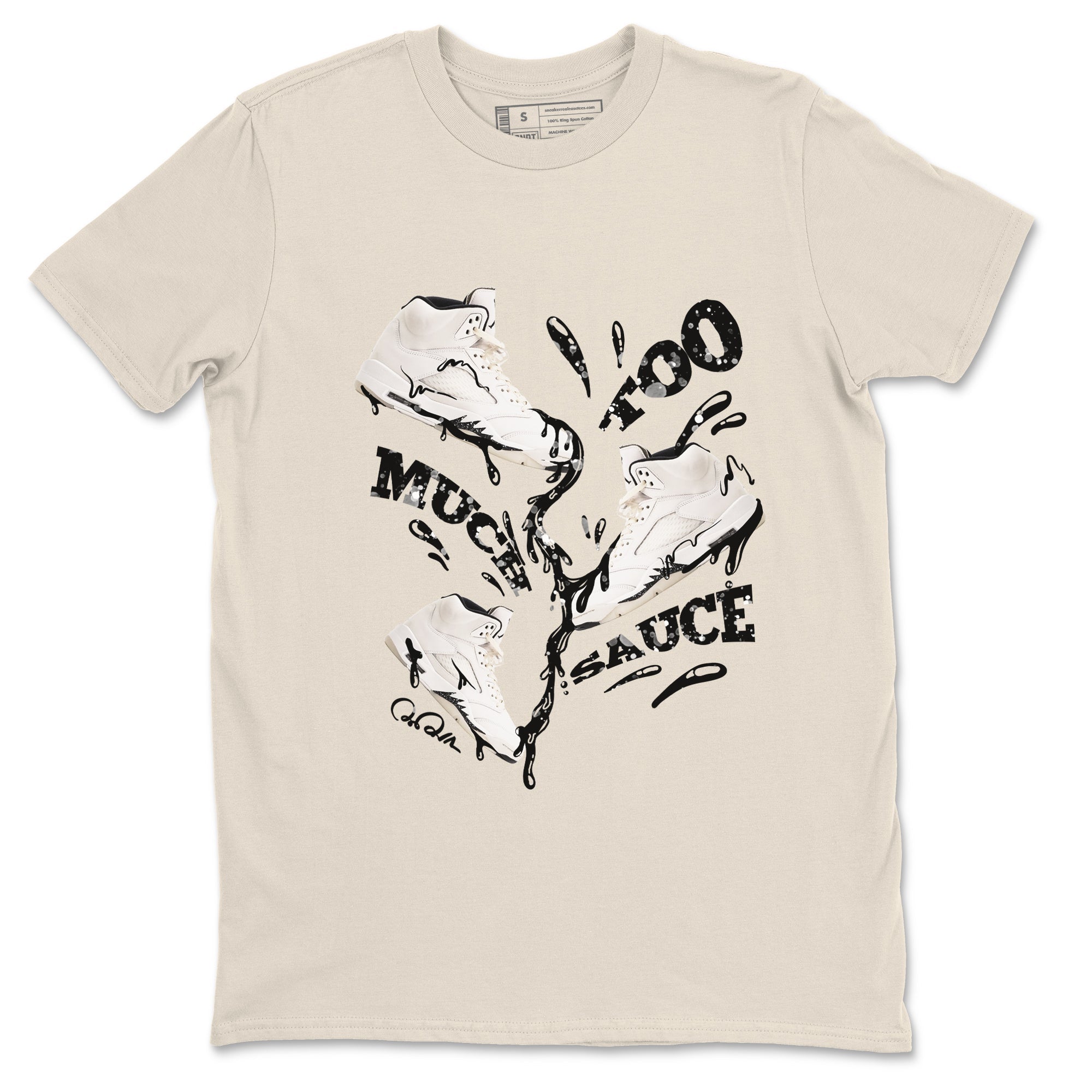 5s Sail shirt to match jordans Too Much Sauce sneaker tees Air Jordan 5 Sail Drip Gear Zone unisex cotton Natural 2 crew neck shirt