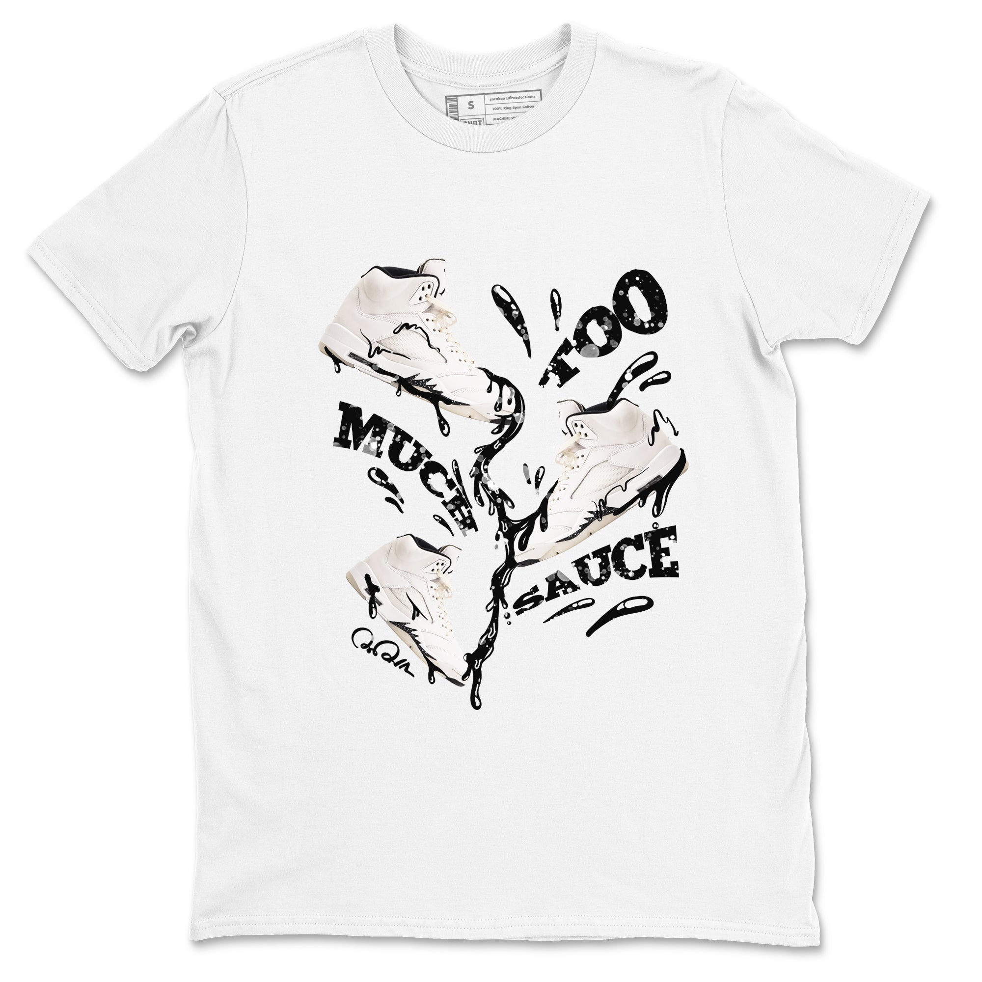 5s Sail shirt to match jordans Too Much Sauce sneaker tees Air Jordan 5 Sail Drip Gear Zone unisex cotton White 2 crew neck shirt