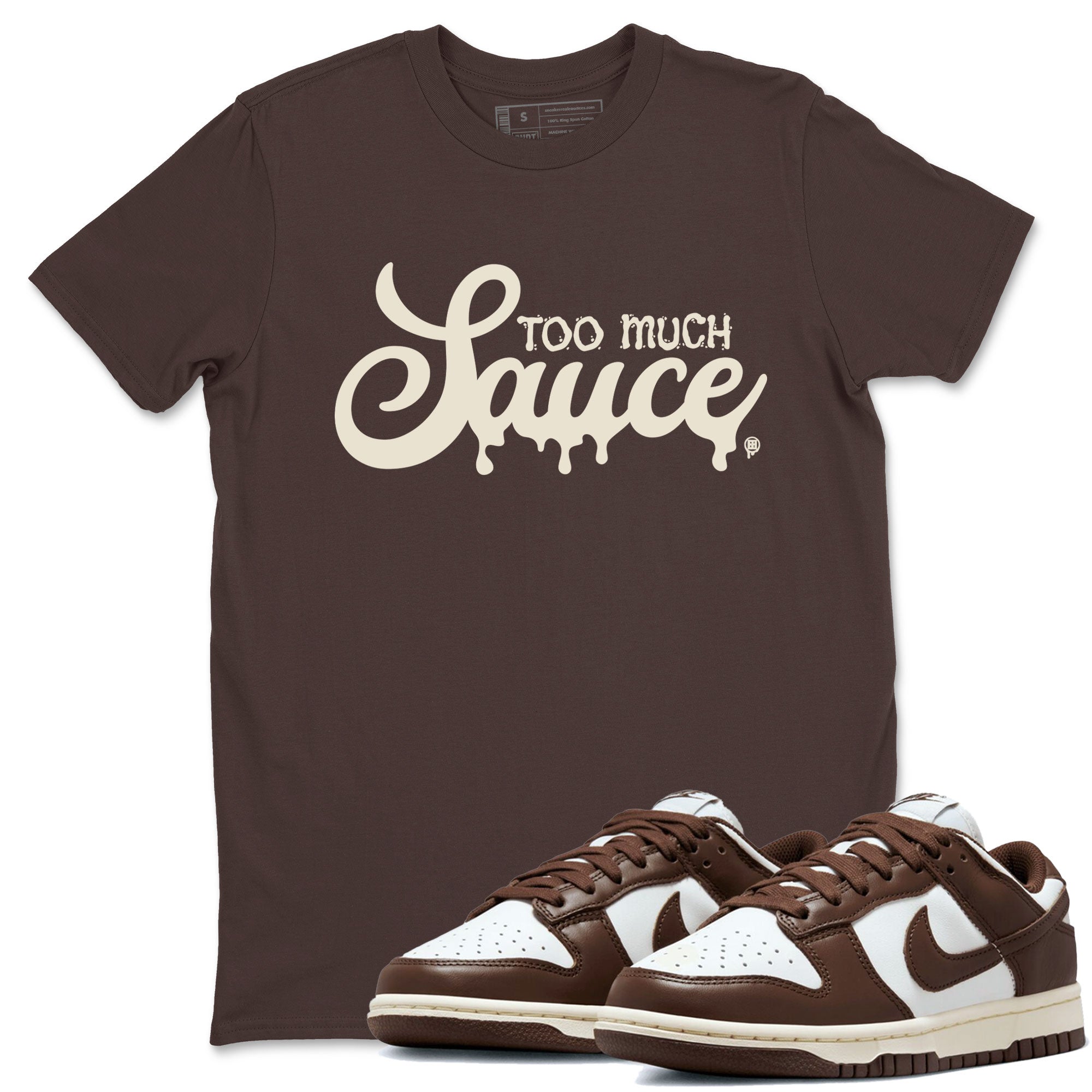 Dunk Low WMNS Cacao Wow sneaker sneaker shirt to match jordans Too Much Sauce sneaker match tees Dunk Cacao Wow Drip Gear Zones Short Sleeve Unisex Cotton Sneaker Matching T-Shirt Dark Chocolate 1 T-Shirt