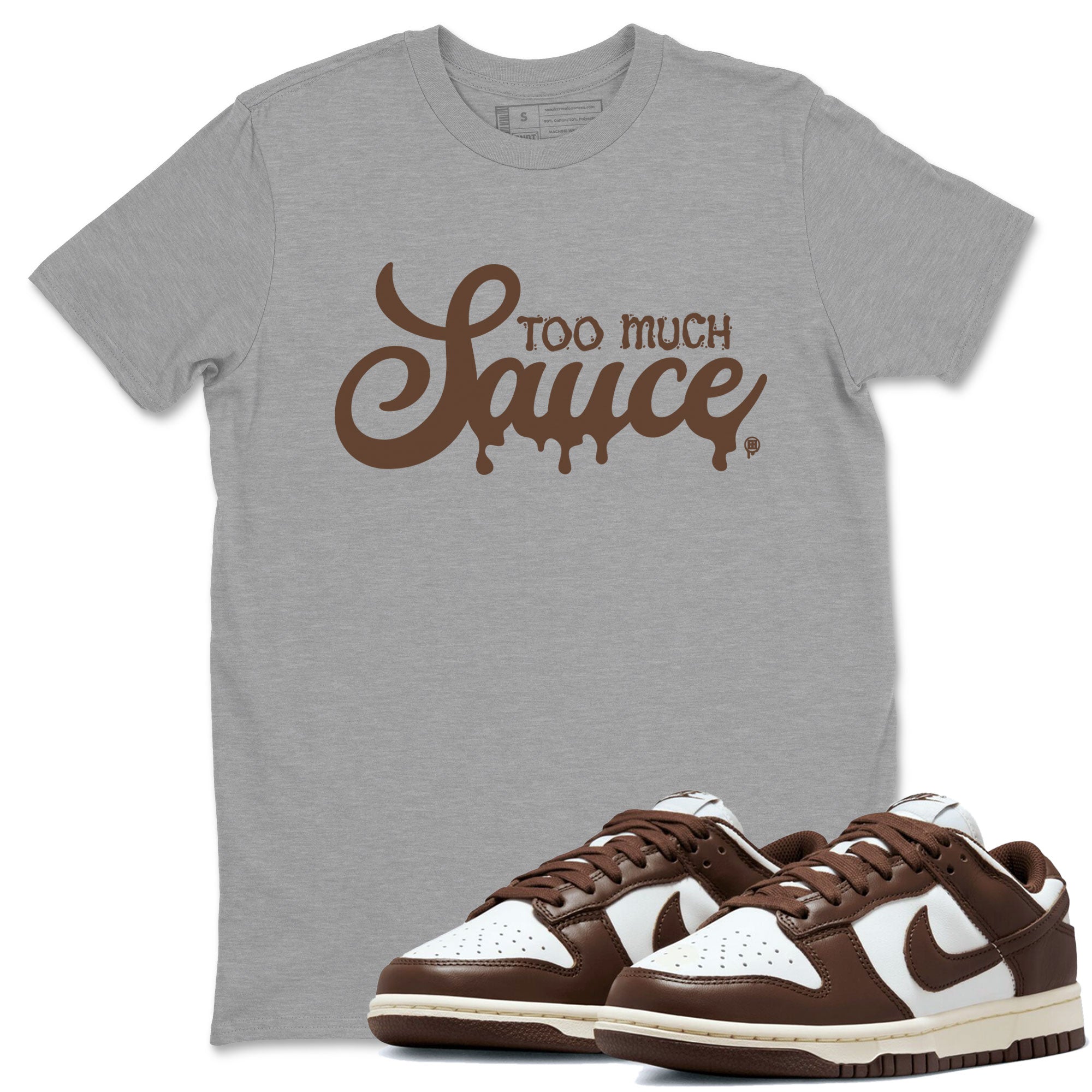Dunk Low WMNS Cacao Wow sneaker sneaker shirt to match jordans Too Much Sauce sneaker match tees Dunk Cacao Wow Drip Gear Zones Short Sleeve Unisex Cotton Sneaker Matching T-Shirt Heather Grey 1 T-Shirt