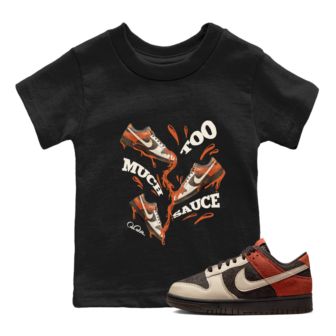 Dunk Red Panda shirt to match jordans Too Much Sauce sneaker tees Nike Dunk LowRed Panda Drip Gear Zone Sneaker T-Shirts Youth and Baby Black 1 T-Shirt