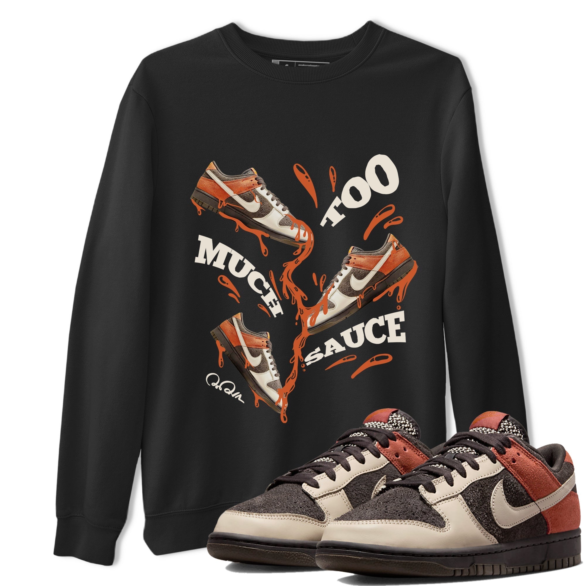 Dunk Red Panda shirt to match jordans Too Much Sauce sneaker tees Nike Dunk LowRed Panda Drip Gear Zone Sneaker T-Shirts Crew Neck Casual Fit Black 1 T-Shirt
