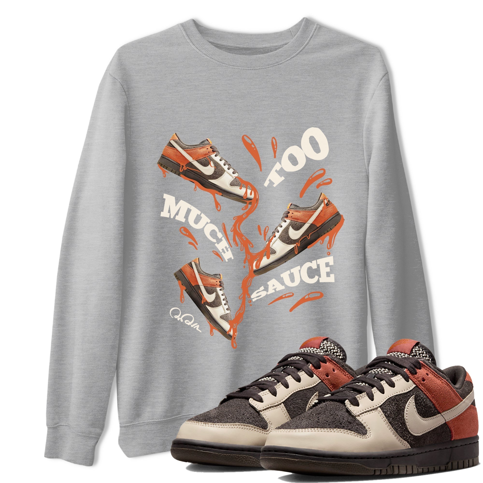 Dunk Red Panda shirt to match jordans Too Much Sauce sneaker tees Nike Dunk LowRed Panda Drip Gear Zone Sneaker T-Shirts Crew Neck Casual Fit Heather Grey 1 T-Shirt