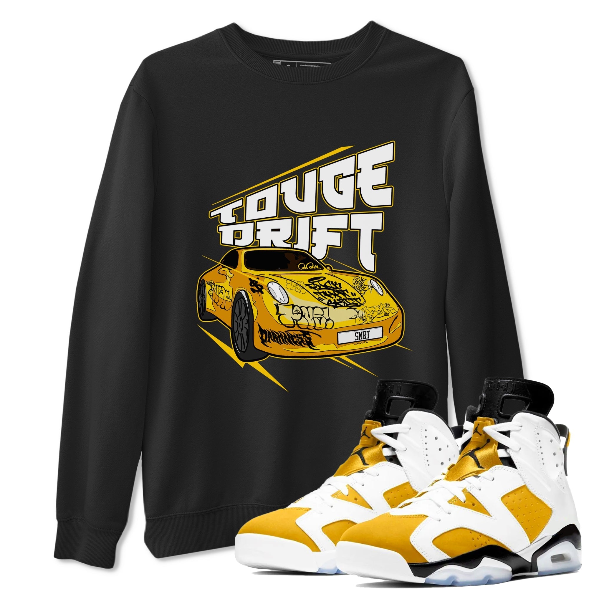Air Jordan 6 Yellow Ochre shirt to match jordans Touge Drift sneaker tees streetwear brand AJ6 Yellow Ochre Drip Gear Zone Brand Unisex Black 1 T-Shirt