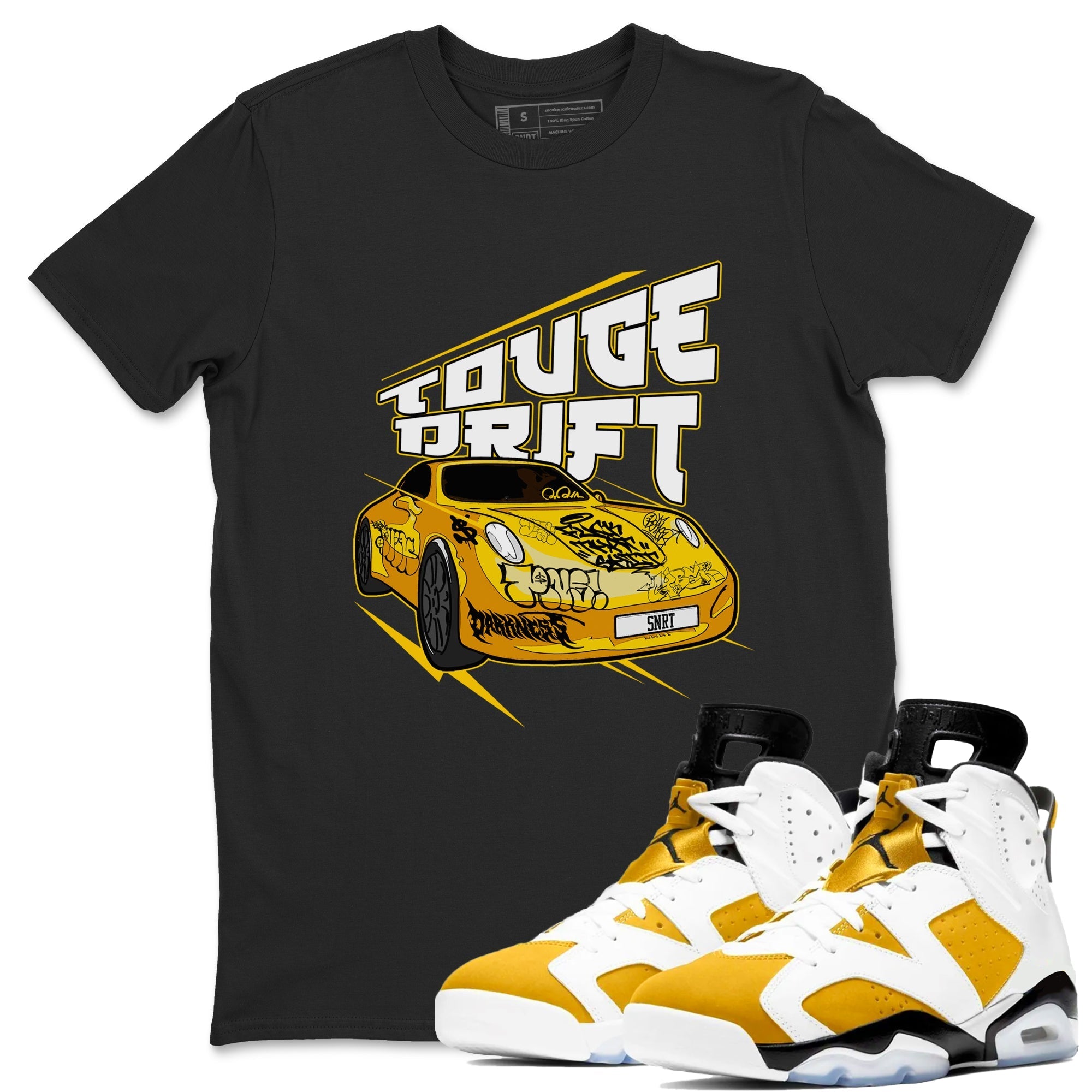 Air Jordan 6 Yellow Ochre shirt to match jordans Touge Drift sneaker tees streetwear brand AJ6 Yellow Ochre Drip Gear Zone Brand Unisex Black 1 T-Shirt