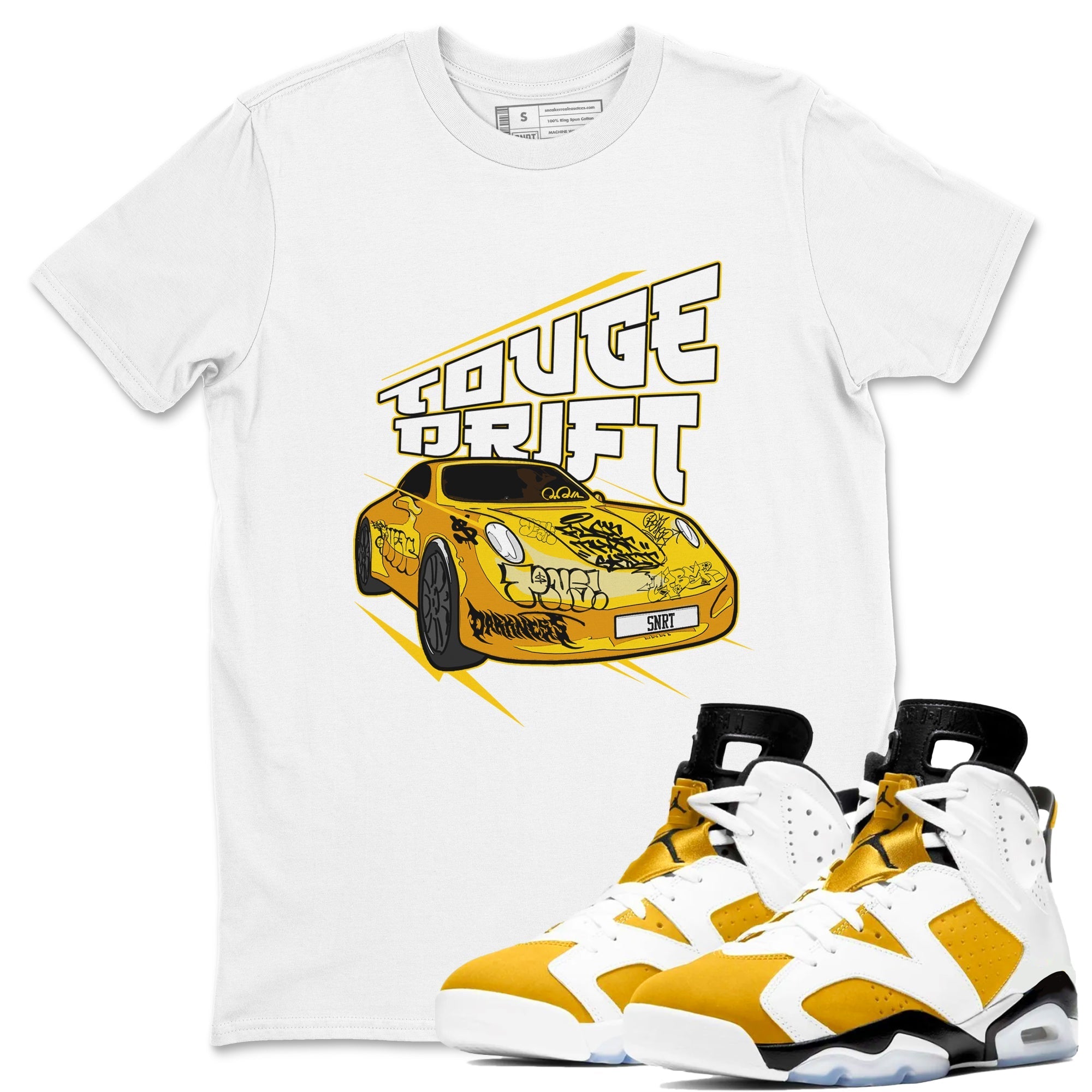 Air Jordan 6 Yellow Ochre shirt to match jordans Touge Drift sneaker tees streetwear brand AJ6 Yellow Ochre Drip Gear Zone Brand Unisex White 1 T-Shirt