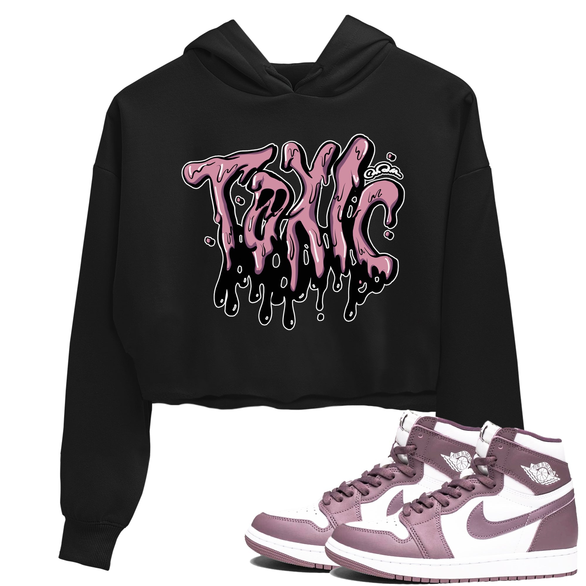 Air Jordan 1 Mauve shirt to match jordans Toxic crew neck streetwear t-shirt AJ1Mauve Drip Gear Zone Black 1 Crop Sneaker Matching Tee