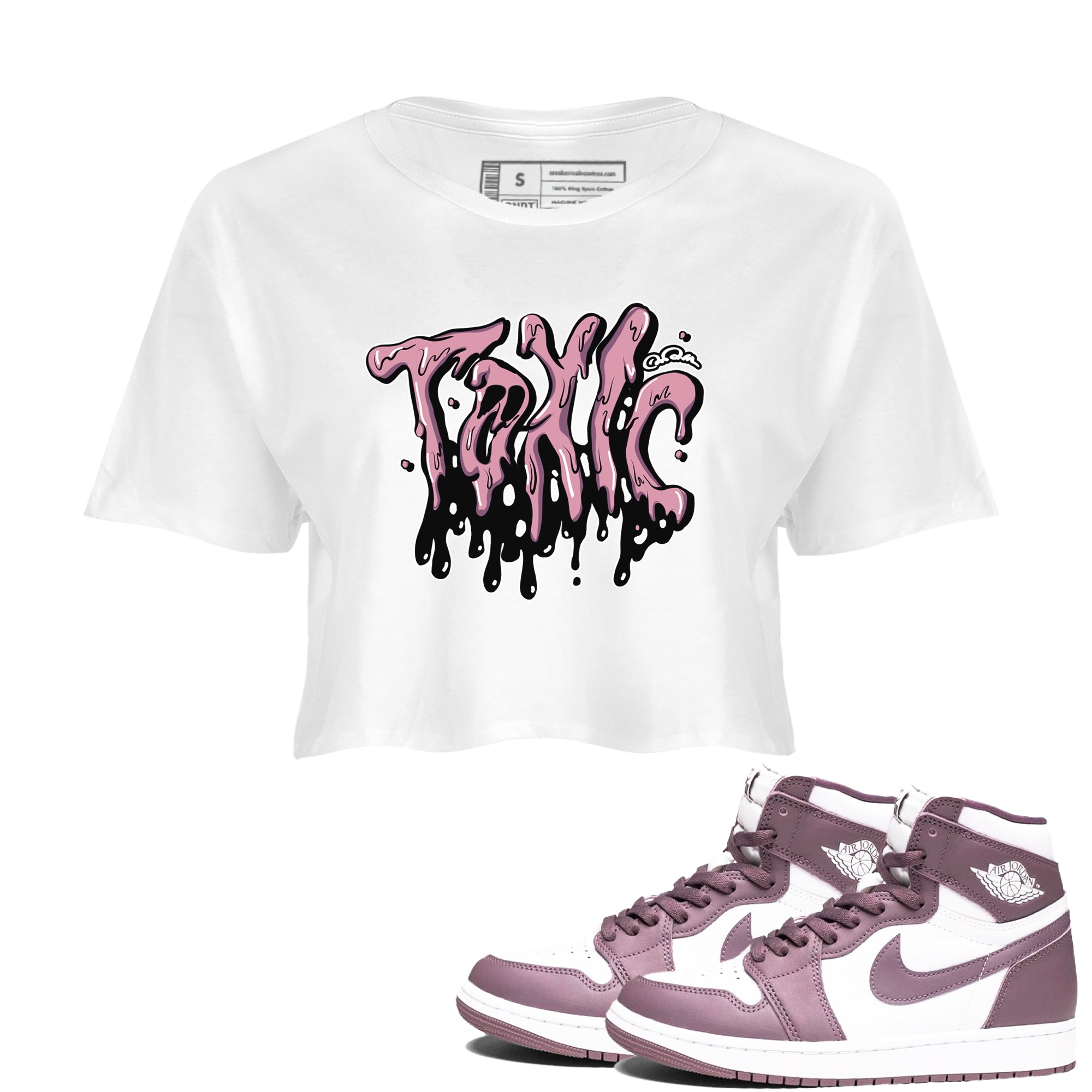 Air Jordan 1 Mauve shirt to match jordans Toxic crew neck streetwear t-shirt AJ1Mauve Drip Gear Zone White 1 Crop Sneaker Matching Tee