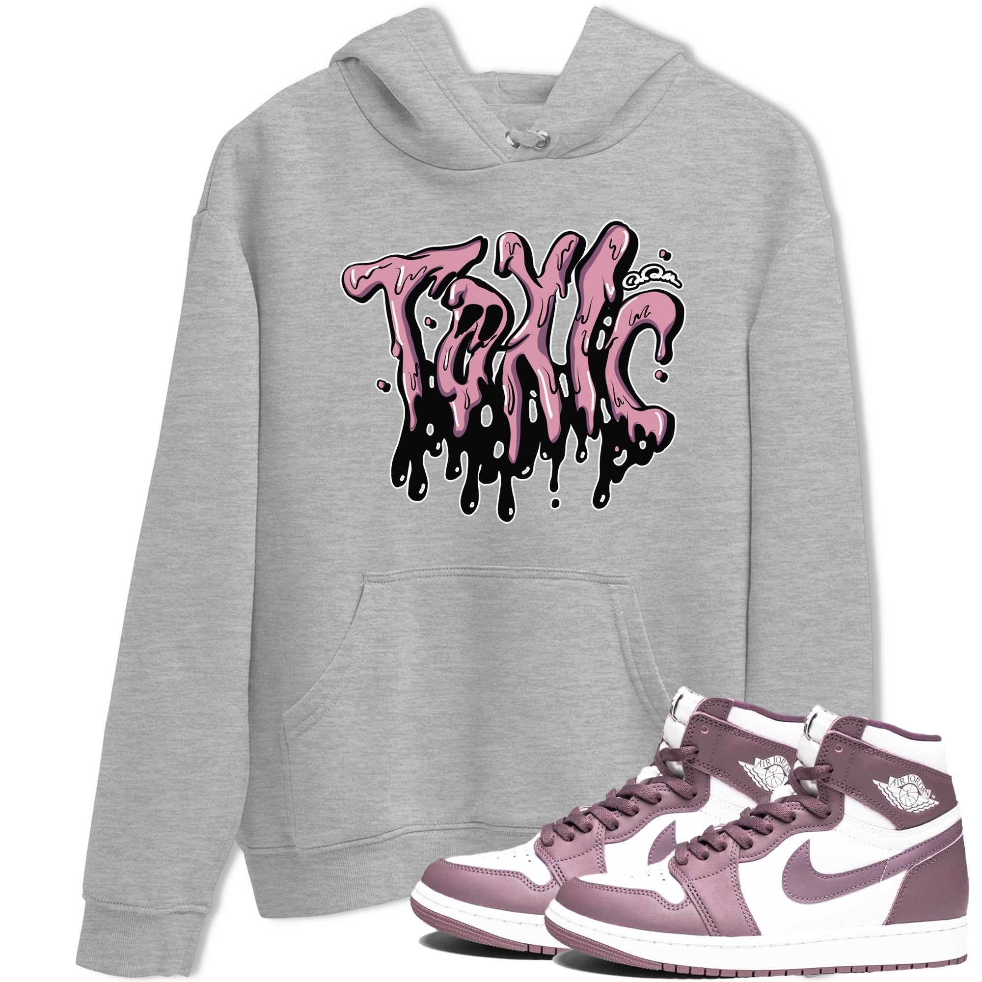 Air Jordan 1 Mauve shirt to match jordans Toxic crew neck streetwear t-shirt AJ1Mauve Drip Gear Zone Unisex Heather Grey 1 Sneaker Matching Tee