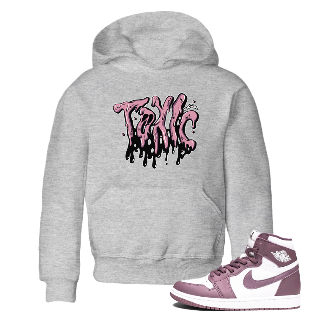 Air Jordan 1 Mauve shirt to match jordans Toxic crew neck streetwear t-shirt AJ1Mauve Drip Gear Zone Baby Toddler Heather Grey 1 Sneaker Matching Tee