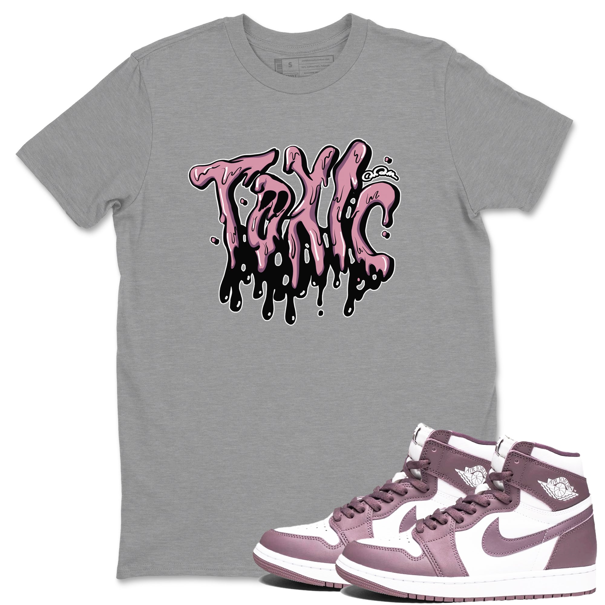 Air Jordan 1 Mauve shirt to match jordans Toxic crew neck streetwear t-shirt AJ1Mauve Drip Gear Zone Unisex Heather Grey 1 Sneaker Matching Tee