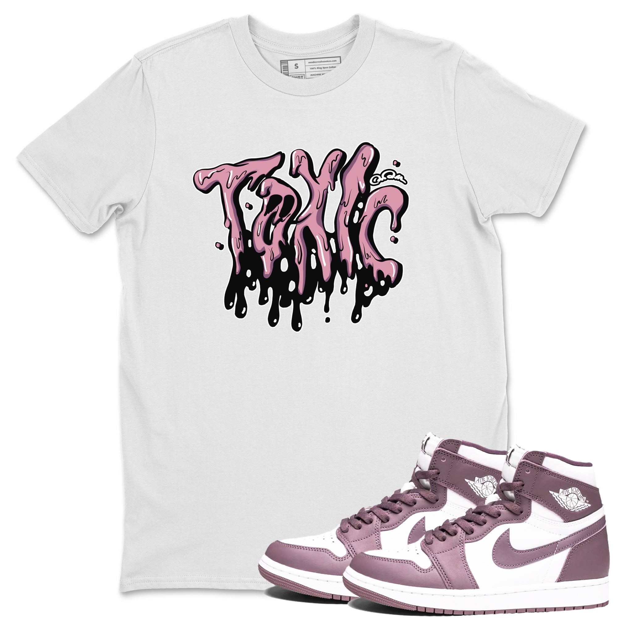 Air Jordan 1 Mauve shirt to match jordans Toxic crew neck streetwear t-shirt AJ1Mauve Drip Gear Zone Unisex White 1 Sneaker Matching Tee