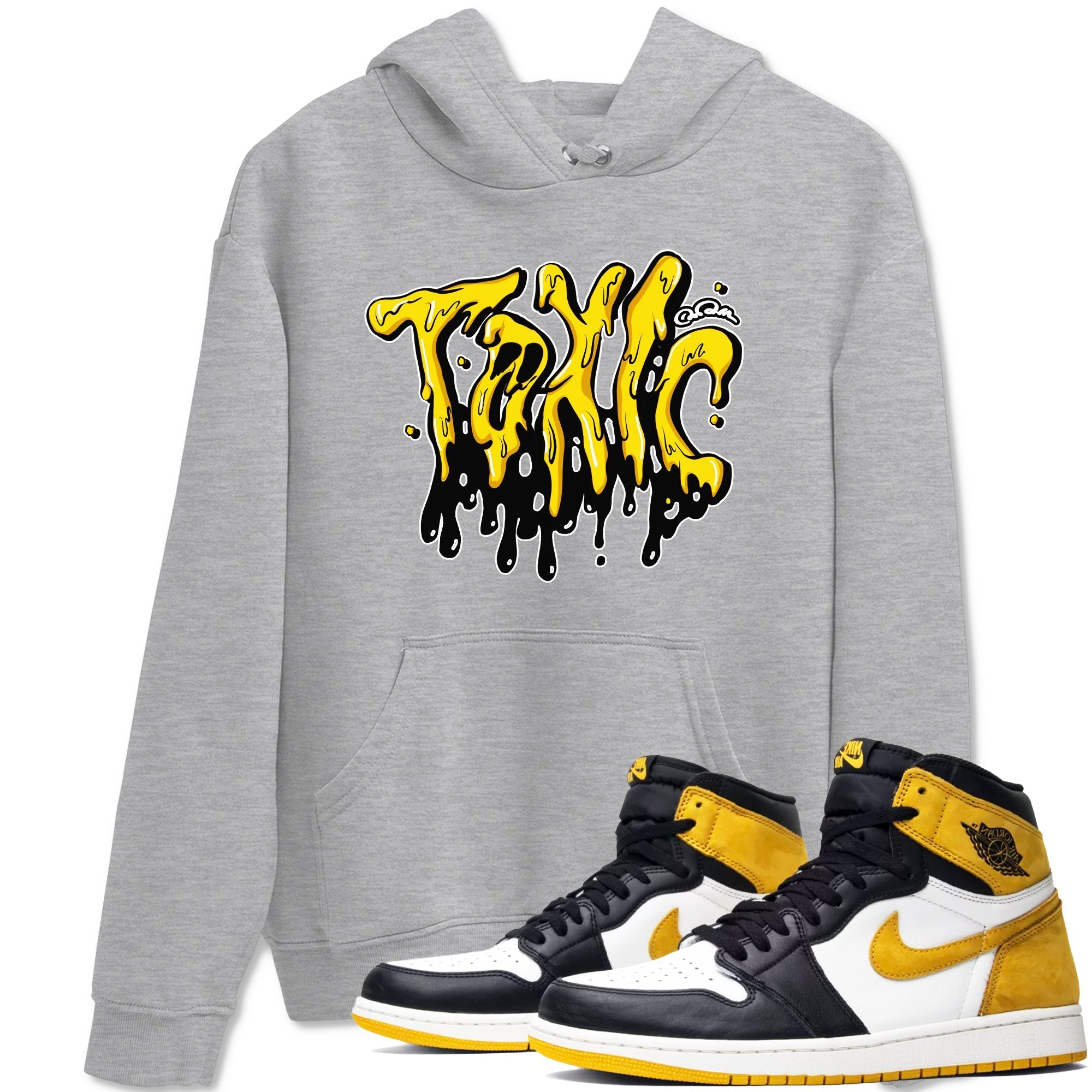 1s Yellow Ochre shirt to match jordans Toxic sneaker tees streetwear brand Air Jordan 1 Yellow Ochre Drip Gear Zone Brand unisex cotton Heather Grey 1 crew neck shirt