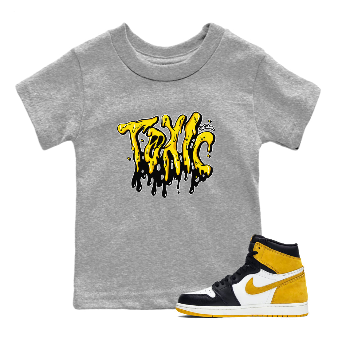 1s Yellow Ochre shirt to match jordans Toxic sneaker tees streetwear brand Air Jordan 1 Yellow Ochre Drip Gear Zone Brand baby toddler Heather Grey 1 cotton Shirt