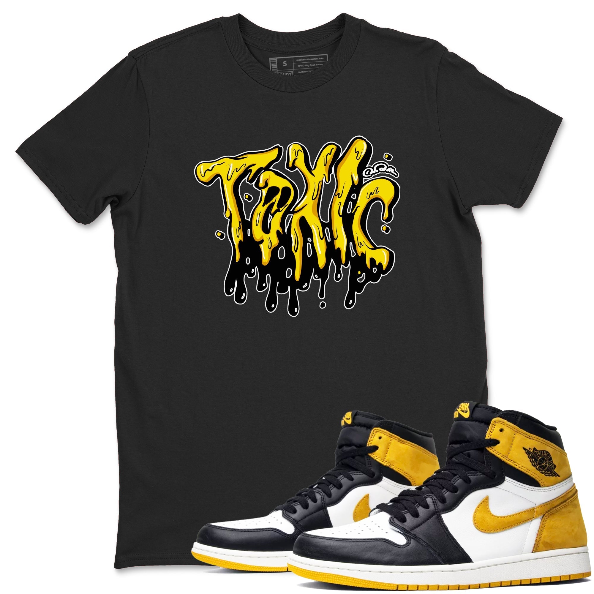 1s Yellow Ochre shirt to match jordans Toxic sneaker tees streetwear brand Air Jordan 1 Yellow Ochre Drip Gear Zone Brand unisex cotton Black 1 crew neck shirt