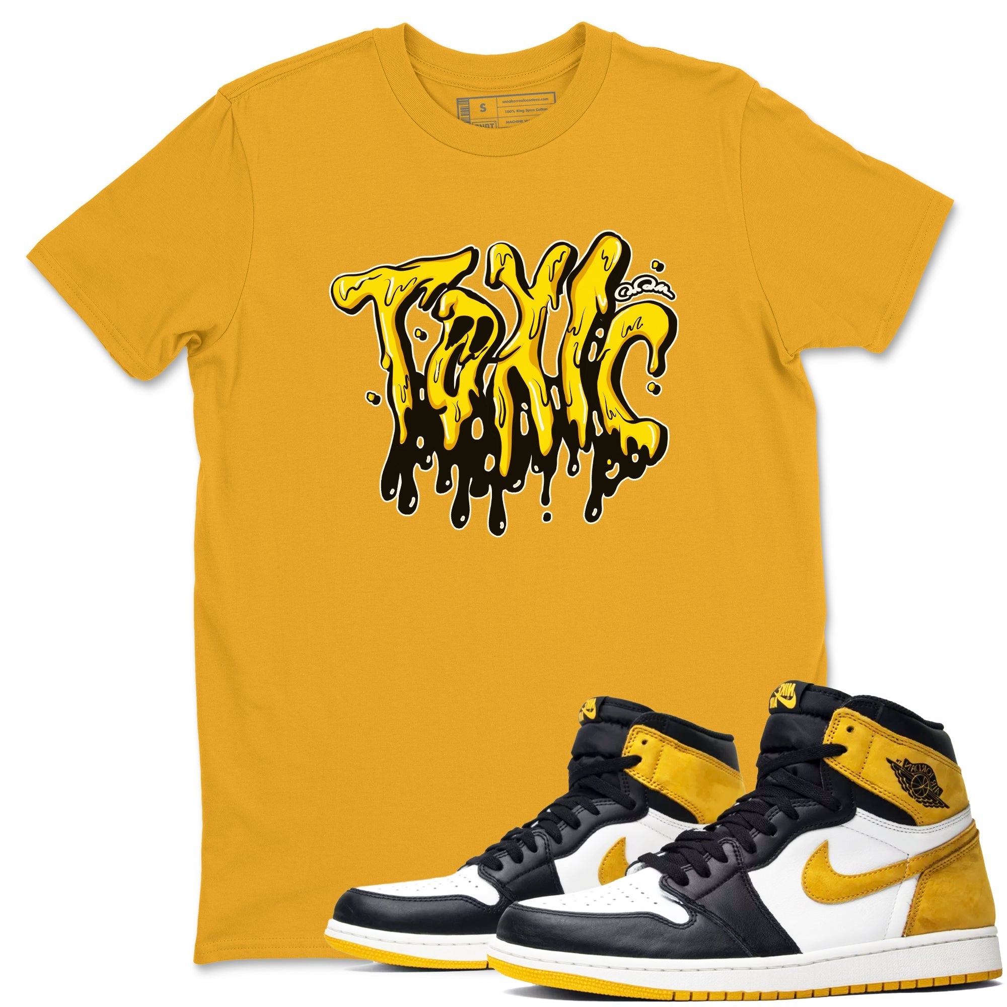 1s Yellow Ochre shirt to match jordans Toxic sneaker tees streetwear brand Air Jordan 1 Yellow Ochre Drip Gear Zone Brand unisex cotton Gold 1 crew neck shirt