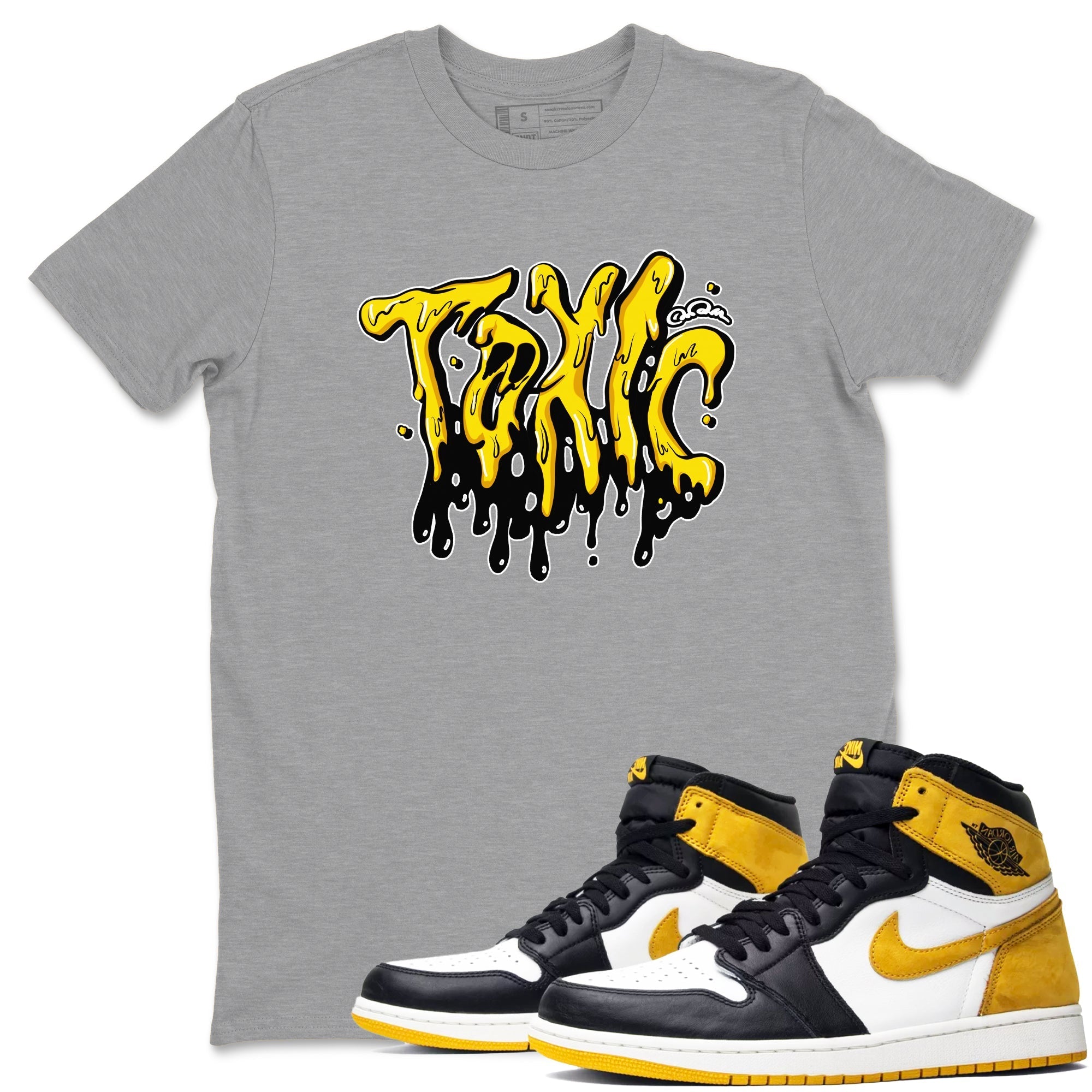 1s Yellow Ochre shirt to match jordans Toxic sneaker tees streetwear brand Air Jordan 1 Yellow Ochre Drip Gear Zone Brand unisex cotton Heather Grey 1 crew neck shirt