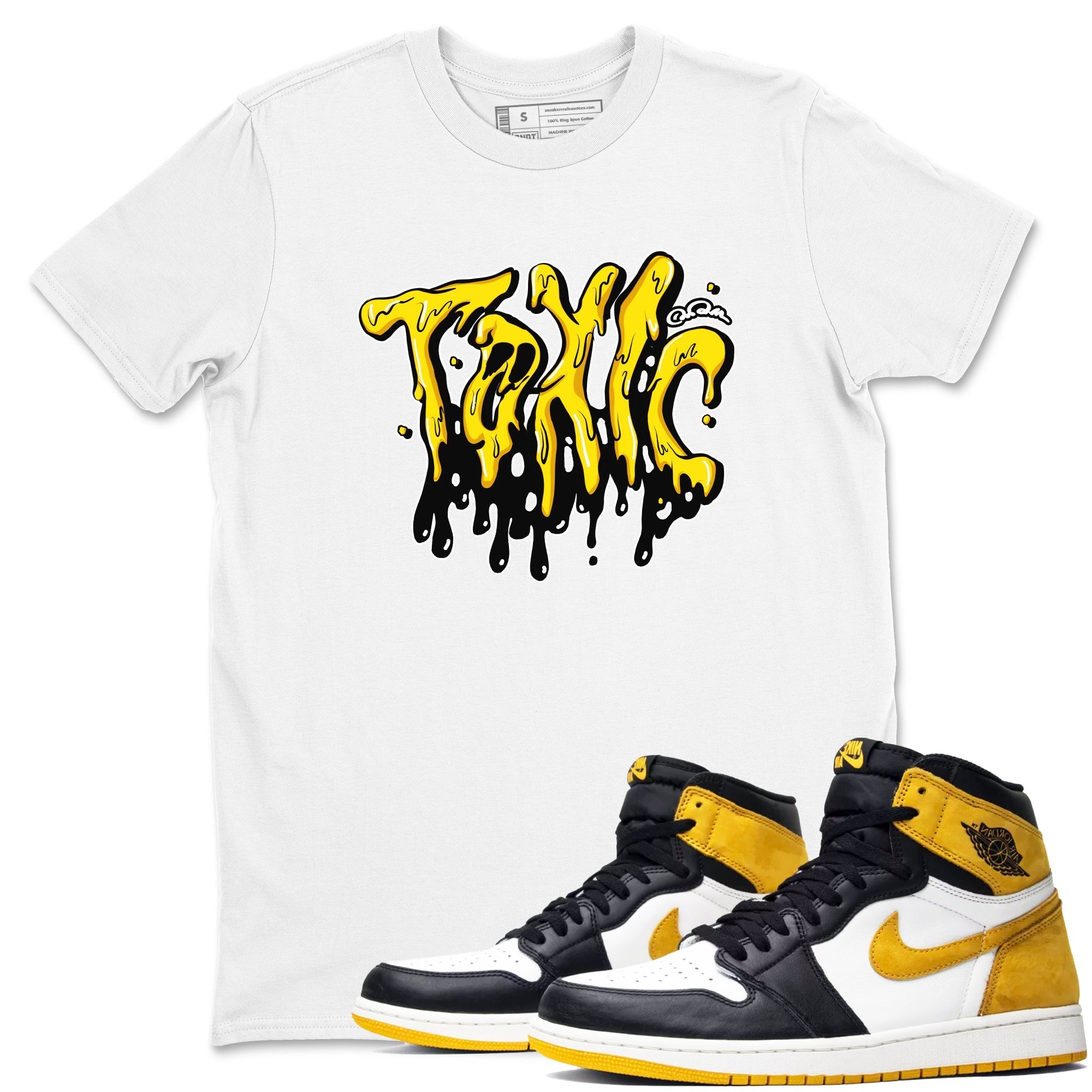 1s Yellow Ochre shirt to match jordans Toxic sneaker tees streetwear brand Air Jordan 1 Yellow Ochre Drip Gear Zone Brand unisex cotton White 1 crew neck shirt