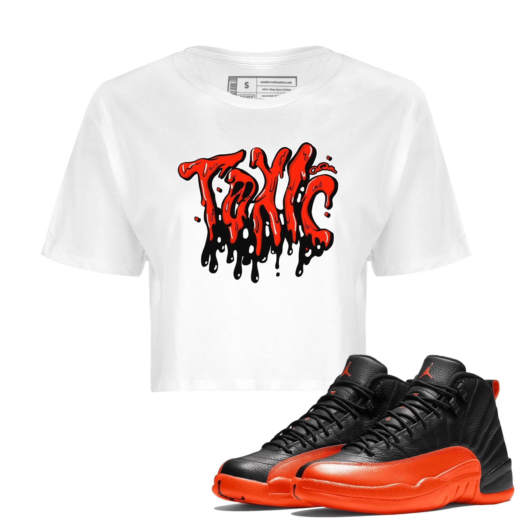 Air Jordan 12 Brilliant Orange Sneaker Match Tees Toxic Streetwear Sneaker Shirt AJ12 Brilliant Orange Sneaker Release Tees Women's Shirts White 1
